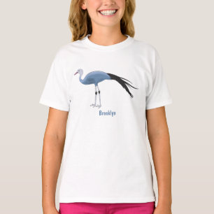 Blue crane bird cartoon illustration T-Shirt