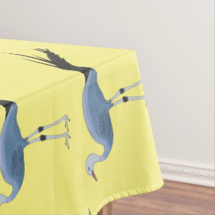Blue crane bird cartoon illustration tablecloth