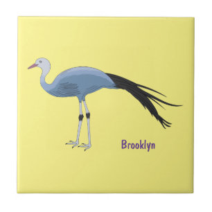 Blue crane bird cartoon illustration tile