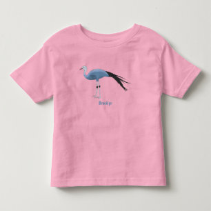 Blue crane bird cartoon illustration toddler t-shirt