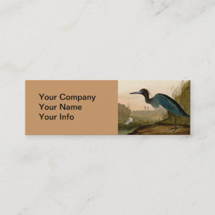 Blue Crane Heron Audubon Print Coastal Art Mini Business Card