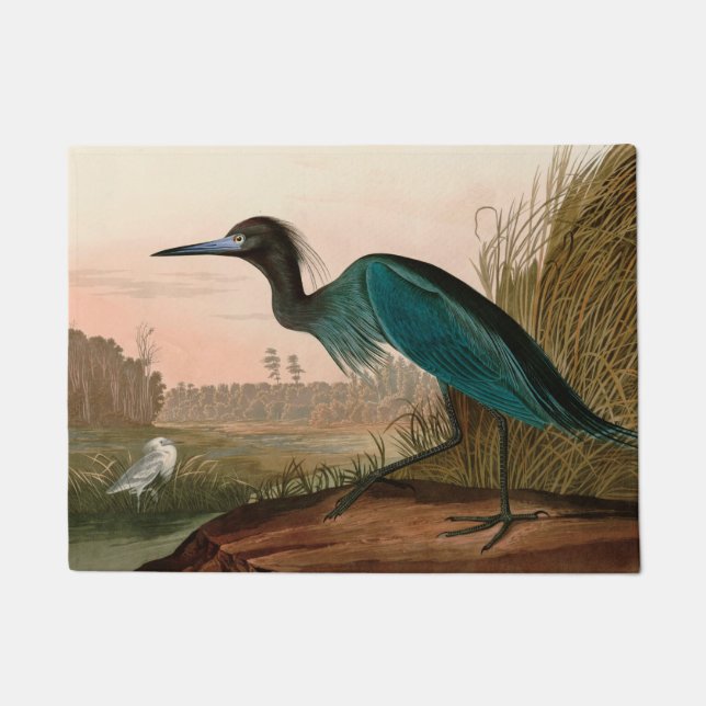 Blue Crane or Heron Birds of America Audubon Print Doormat (Front)