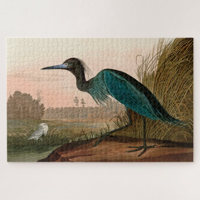 Blue Crane or Heron Birds of America Audubon Print Jigsaw Puzzle (Horizontal)