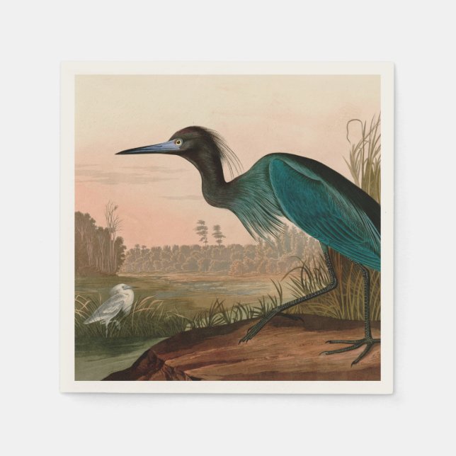 Blue Crane or Heron Birds of America Audubon Print Napkin (Front)