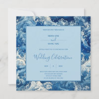 Blue crashing ocean waves summer beach