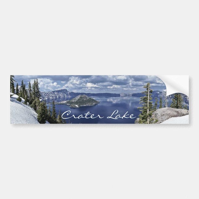 Blue Crater Lake National Park Landscape Photo Bumper Sticker (Front)