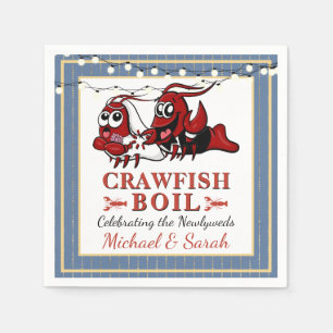 Blue Crawfish Boil Newlywed or Engagement Party Napkin