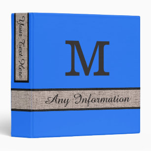 Blue (Crayola) Colour Burlap Look Monogram Binder
