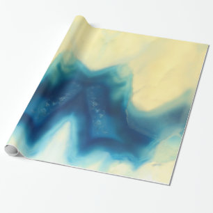 Blue Cream Agate Geode Gemstone Crystal Patterns Wrapping Paper