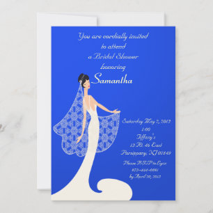 Blue & Cream Bride Bridal Shower Invitation