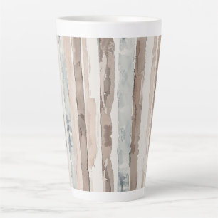 Blue Cream Brown Stripes Latte Mug
