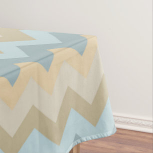 Blue Cream Chevron Stripes Tablecloth