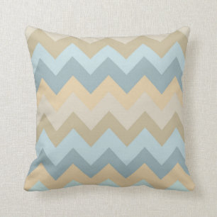 Blue Cream Chevron Stripes Throw Pillow