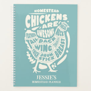 Blue Cream Chicken Art Personalized Homestead Planner
