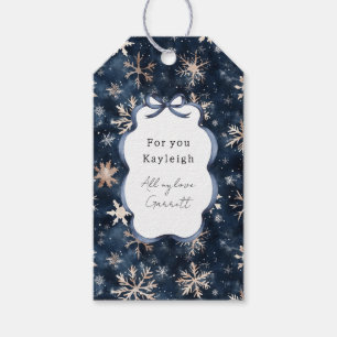 Blue Cream Christmas Snowflakes Gift Tags