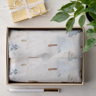 Blue Cream Christmas Trees Tissue Paper