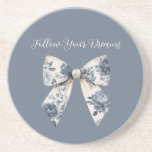 Blue Cream Floral Bow  Coaster<br><div class="desc">Blue Cream Floral Bow</div>