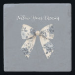 Blue Cream Floral Bow  Stone Coaster<br><div class="desc">Blue Cream Floral Bow</div>