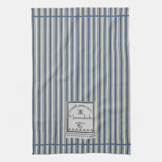 Blue Cream French Style Stripes Marmalade Label Kitchen Towel