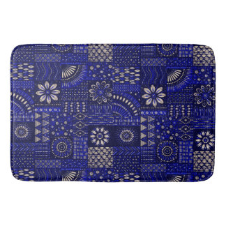 Blue & Cream Ornamental Bath Mat