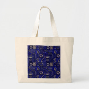 Blue & Cream Ornamental Jumbo Tote Bag