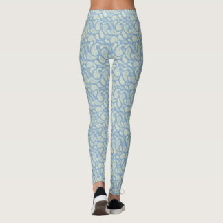 Blue-Cream Paisley Pattern Leggings
