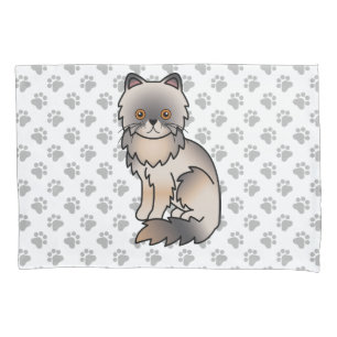 Blue Cream Persian Cute Cartoon Cat & Paws Pillowcase