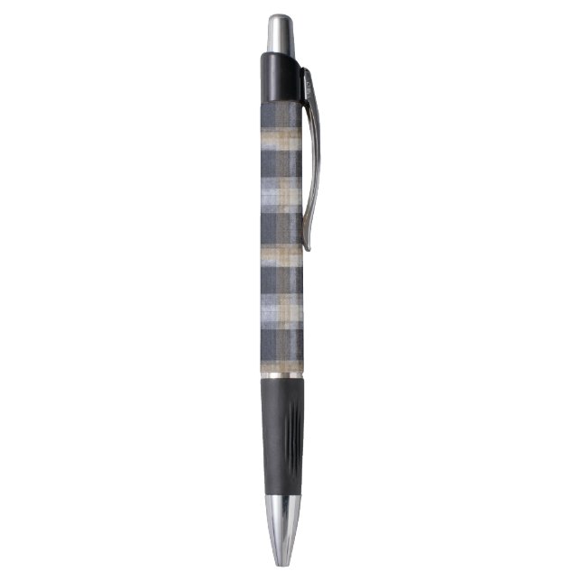 Blue Cream Plaid Stripes Pen (Bottom (Vertical))