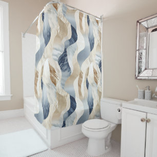 Blue Cream Sand Ivory Abstract Waves Beach