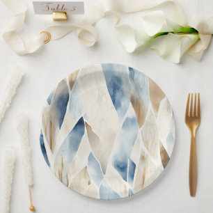Blue Cream Sea Sand Ocean Beach Paper Plate