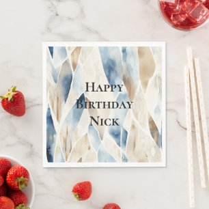 Blue Cream Sea Sand Ocean Serenity Birthday Napkin