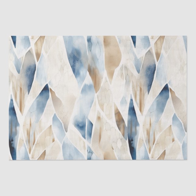 Blue Cream Sea Sand Ocean Serenity Tissue Paper (Front)