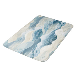 Blue Cream Sea Sand Ocean Waves Bath Mat