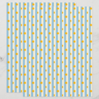 Blue Cream Stripe Gold Sunburst Scrapbook Paper