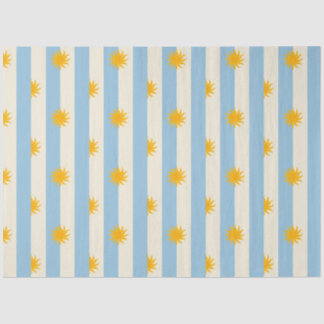 Blue Cream Stripe Gold Sunburst Tissue Paper - L