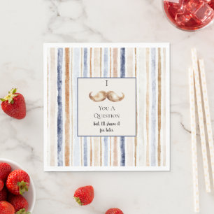 Blue Cream Stripes Moustache You A Question Napkin
