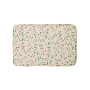 Blue Cream Tribal Zig Zag Stripes Pattern Bath Mat