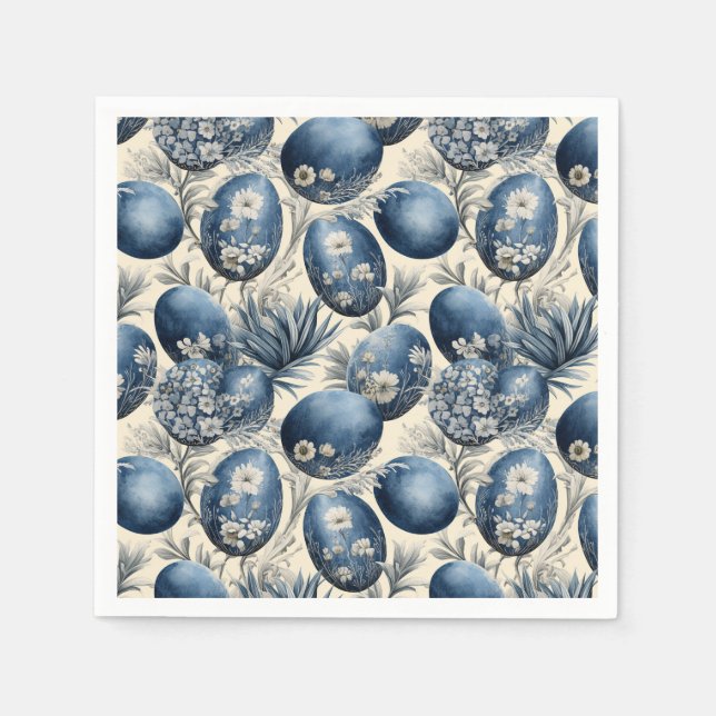 Blue & Cream Vintage Egg Pattern Napkin (Front)