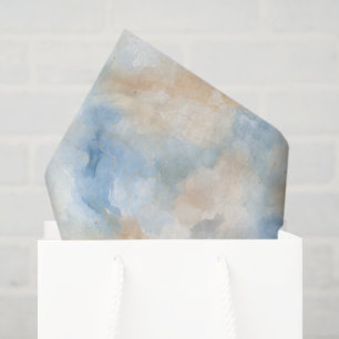 Blue Cream White Abstract Birthday Tissue Paper