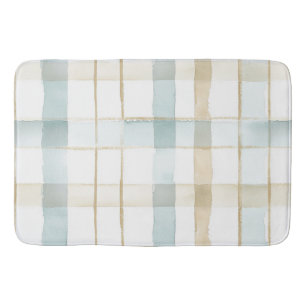Blue Cream White Plaid Bridal Shower Bath Mat