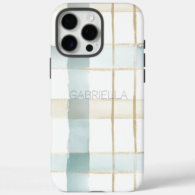 Blue Cream White Plaid Stripes  Case-Mate iPhone Case (Back)