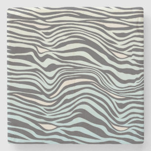 Blue Cream Zebra Print Ombre Stone Coaster