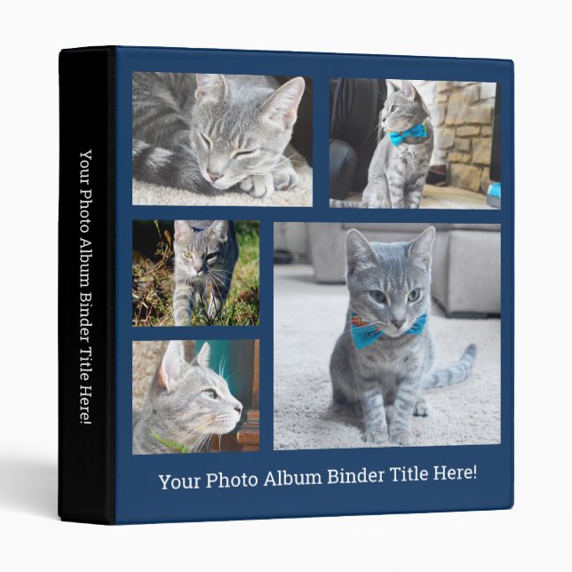 Blue Create Your Own Collage Personalized Photo Binder (Front/Spine)