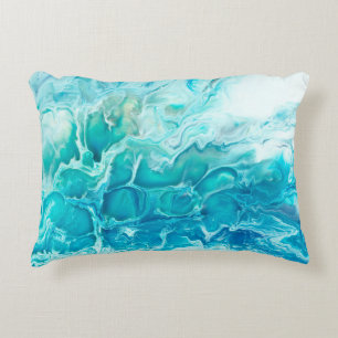 Blue creative abstract hand painted background, ma accent pillow