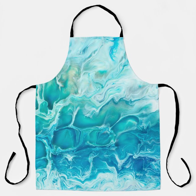 Blue creative abstract hand painted background, ma apron (Front)