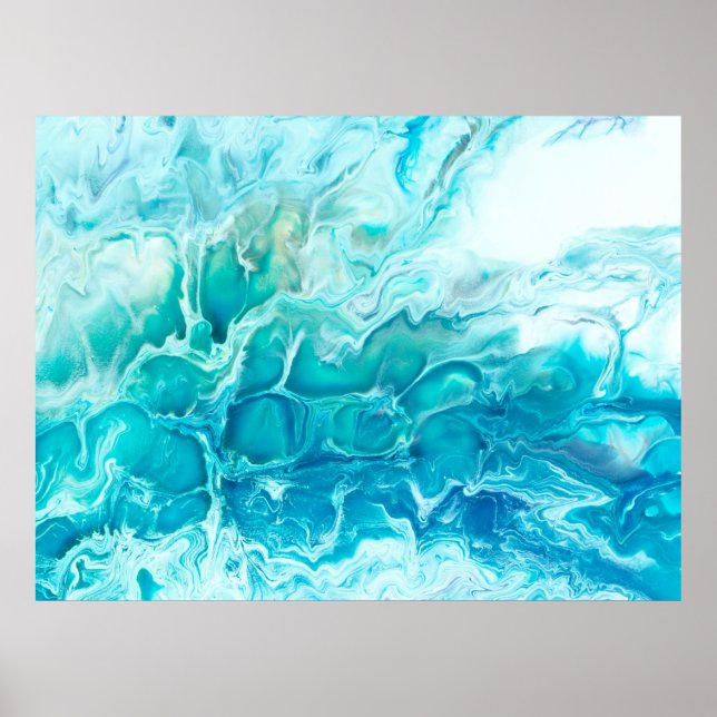 Blue creative abstract hand painted background, ma poster (Front)