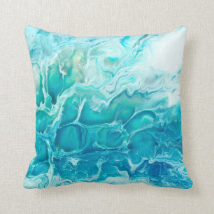 Blue creative abstract hand painted background, ma throw pillow