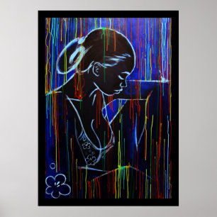 Blue Creole Rain Poster