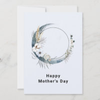 Blue Crescent Moon with White Flowers Mother's Day