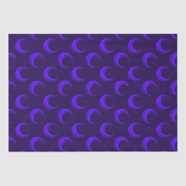 Blue Crescent Moons Pattern Halloween Tissue Paper (Front)